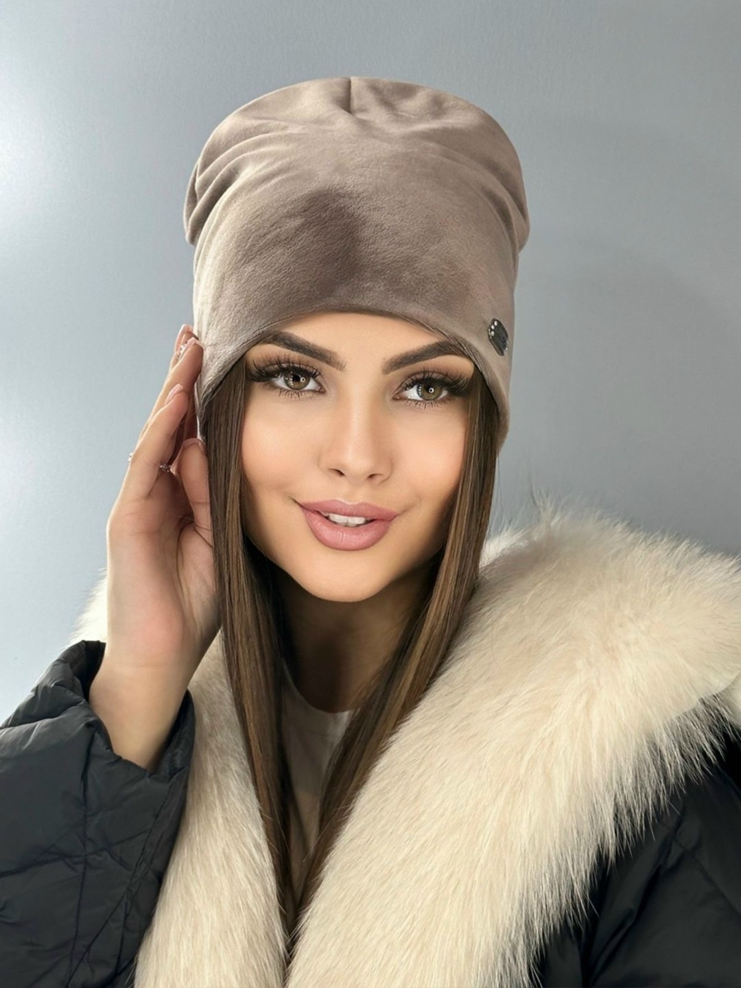 шапка для женщин,шапка женская велюровая,велюровая шапка,женская шапка,шапка теплая бини велюровая