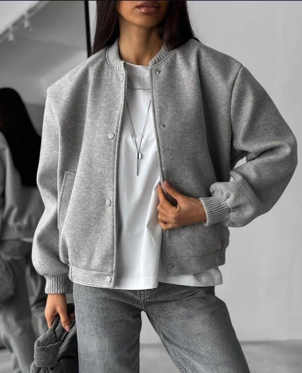 бомбер женский оверсайз,куртка бомбер оверсайз весенний шерстяной,куртка бомбер,бомбер серый,куртка бомбер женская