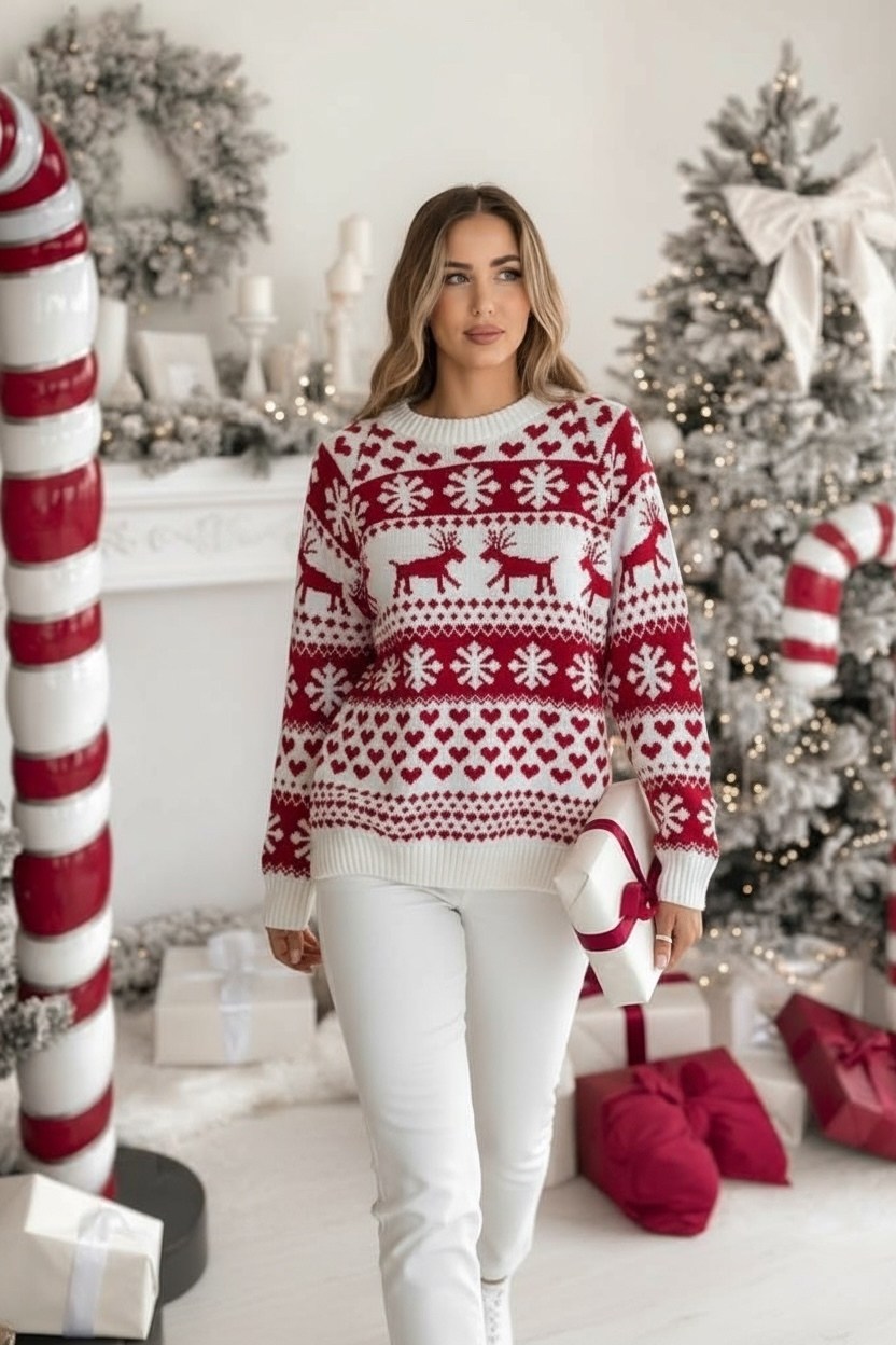 свитер вязаный новогодний с оленями,свитера с оленями,свитер женский новогодний,рождественские свитера,свитер новогодний с оленями кофта новый год 2025