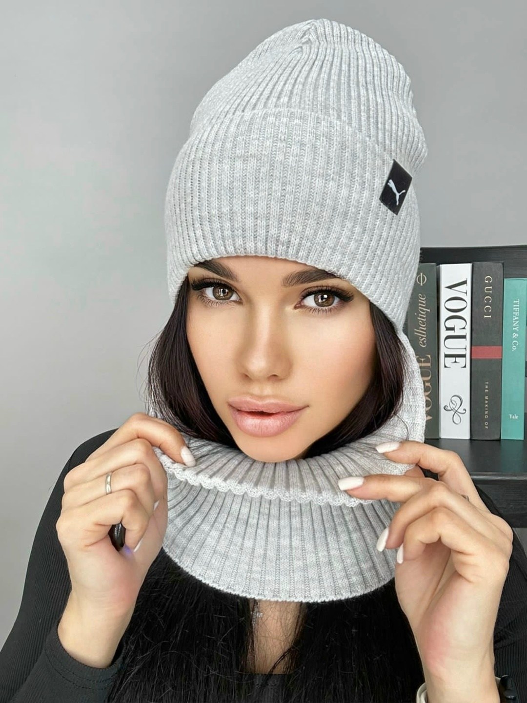 комплект шапка женская на флисе со снудом,комплект шапки,шапка женская на флисе,комплект женский шапка,женский комплект шапка со снудом