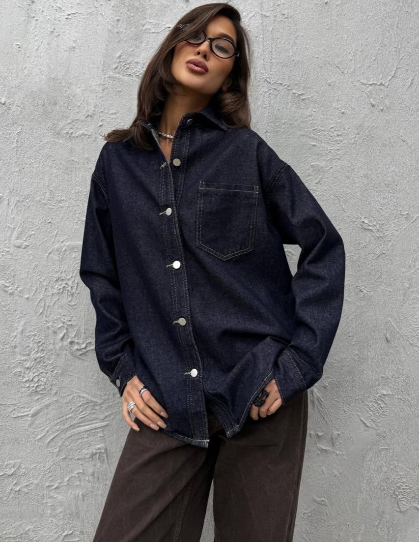рубашка джинсовая женская,черная джинсовая рубашка женская оверсайз,джинсовая рубашка,рубашка женская,рубашка