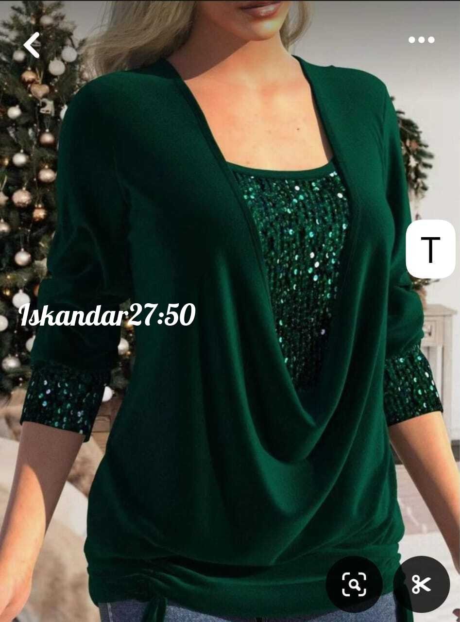 блузка с пайетками,блузка элегантная,блузка с круглым вырезом,женская кофта,модная блузка