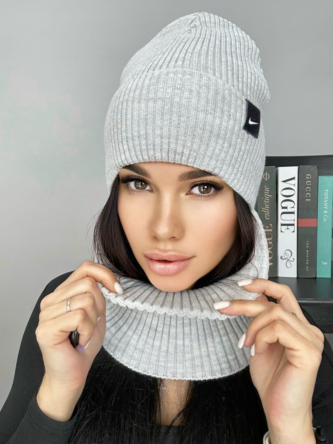 комплект шапка женская на флисе со снудом,комплект шапки,комплект женский шапка и снуд,шапка и снуд комплект,шапка снуд