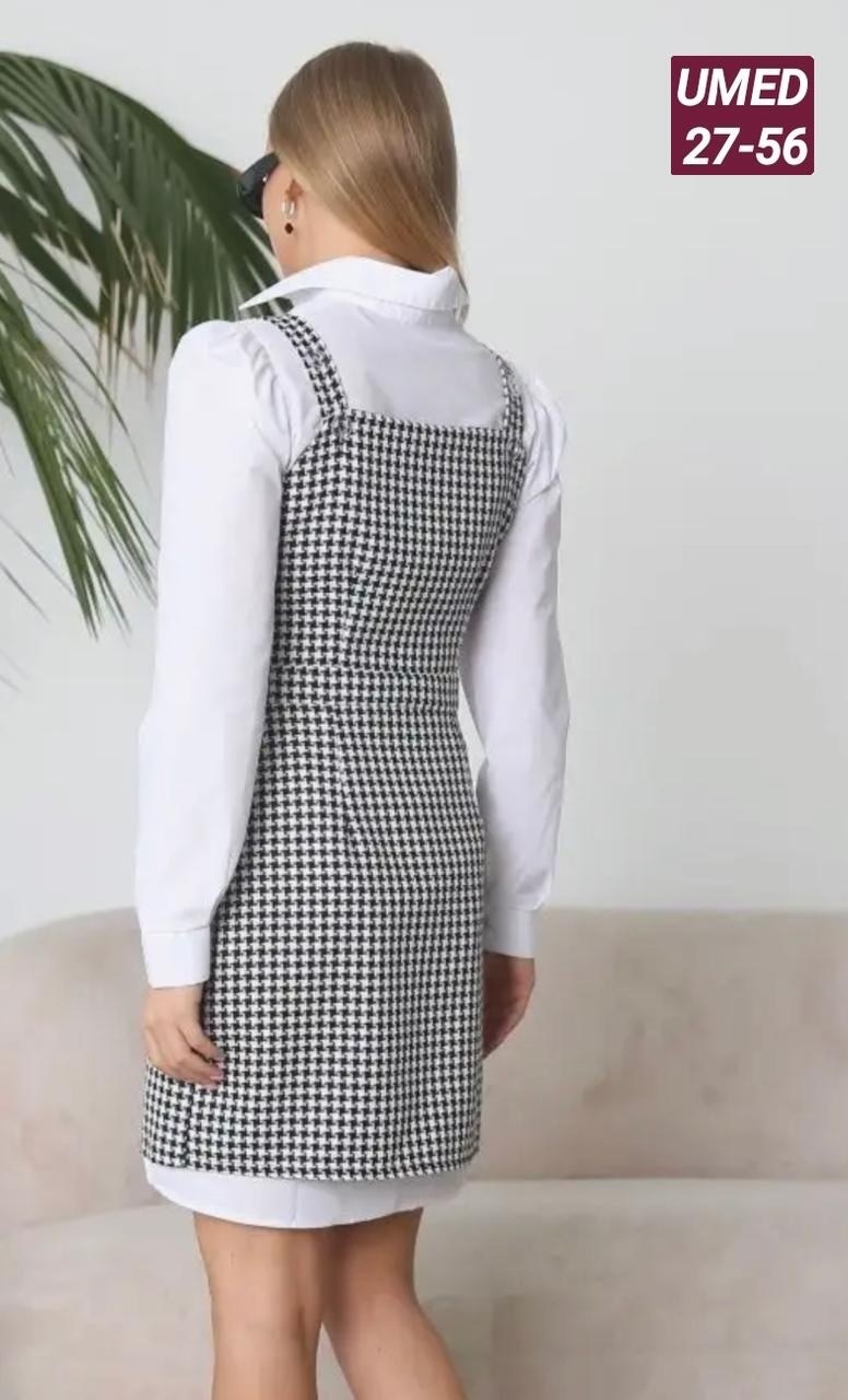 сарафан на рубашку,женский сарафан,сарафан платье,платье сарафан офисный,платье сарафан в клетку