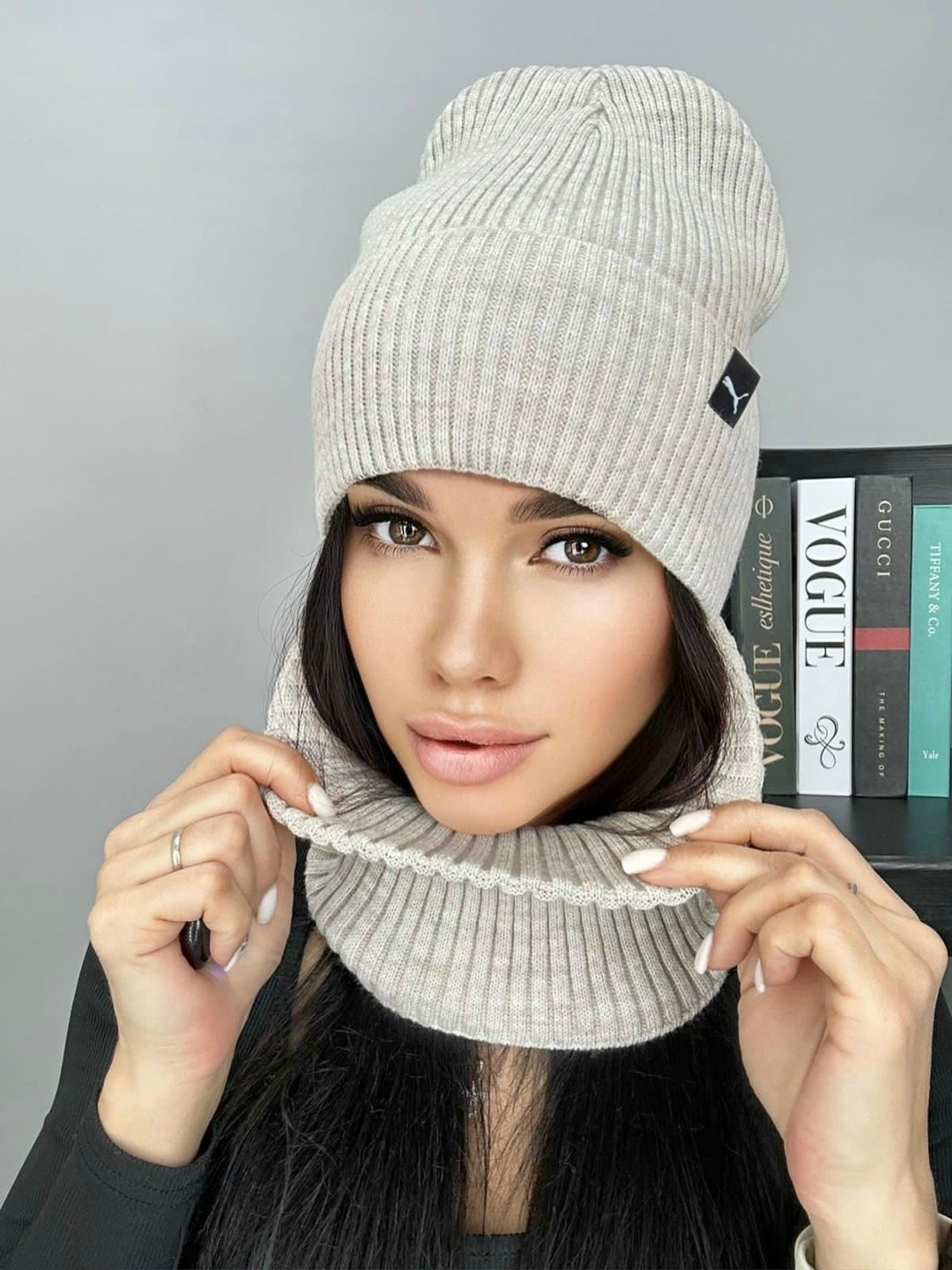 комплект шапка женская на флисе со снудом,комплект шапки,шапка женская на флисе,комплект женский шапка,женский комплект шапка со снудом