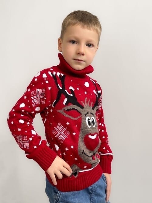 свитер новогодний детский,свитера с оленями,свитер детский новогодний с оленями,свитер с новогодним принтом,свитер детский теплый с оленями уютиш