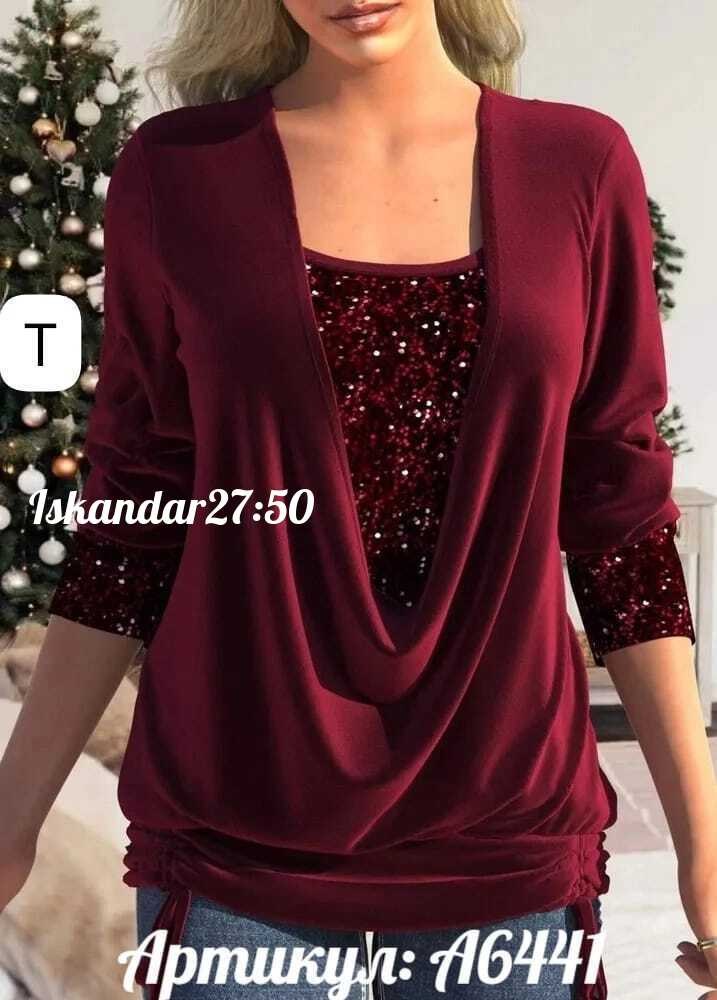 блузка с пайетками,блузка элегантная,блузка с круглым вырезом,женская кофта,модная блузка