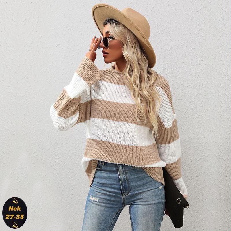 yyfs женские модные повседневные свитера в,женский свитер в полоску,женский свитер,модные свитера,женский трикотажный свитер в полоску