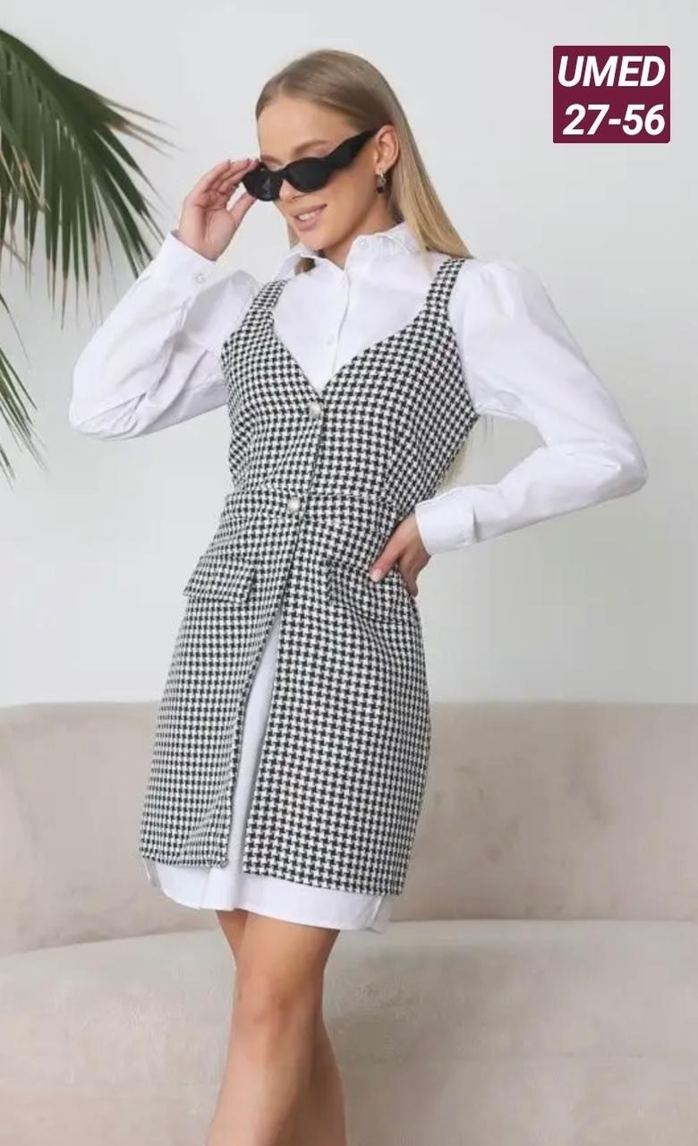 сарафан на рубашку,женский сарафан,сарафан платье,платье сарафан офисный,платье сарафан в клетку