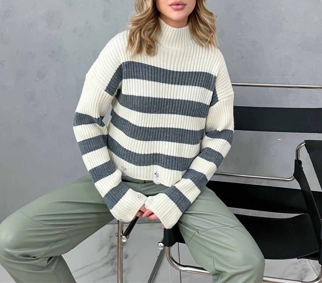 базовый вязаный свитер,кофта вязаная рваная укороченная,свитер женский кофта,свитер женский в полоску оверсайз,джемпер в полоску