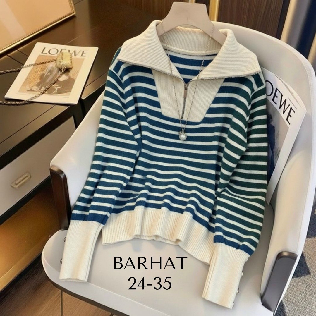 женский свитер,свитер с воротником,свитер в полоску женский,трикотажный свитер в полоску,свитер с полоска