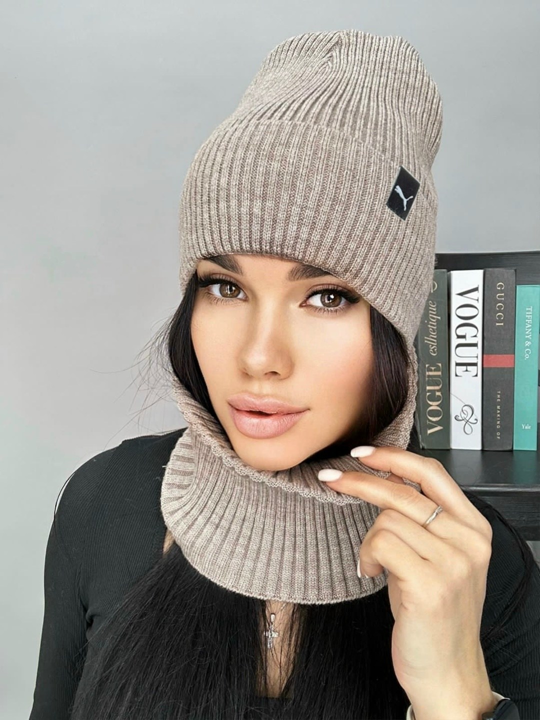 комплект шапка женская на флисе со снудом,комплект шапки,шапка женская на флисе,комплект женский шапка,женский комплект шапка со снудом