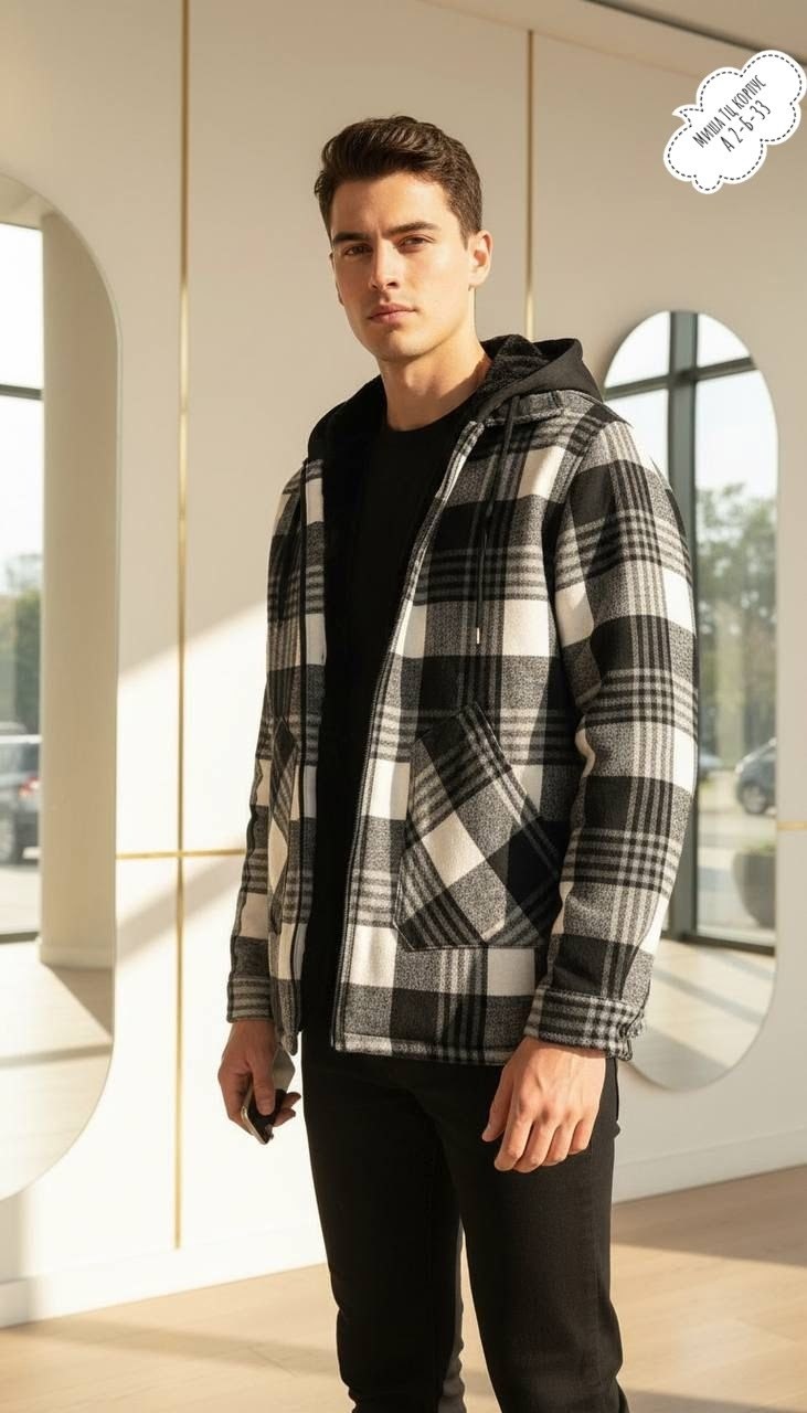 рубашка мужская в клетку,теплая рубашка в клетку с капюшоном,рубашка утепленная в клетку,рубашка с капюшоном в клетку,куртка рубашка