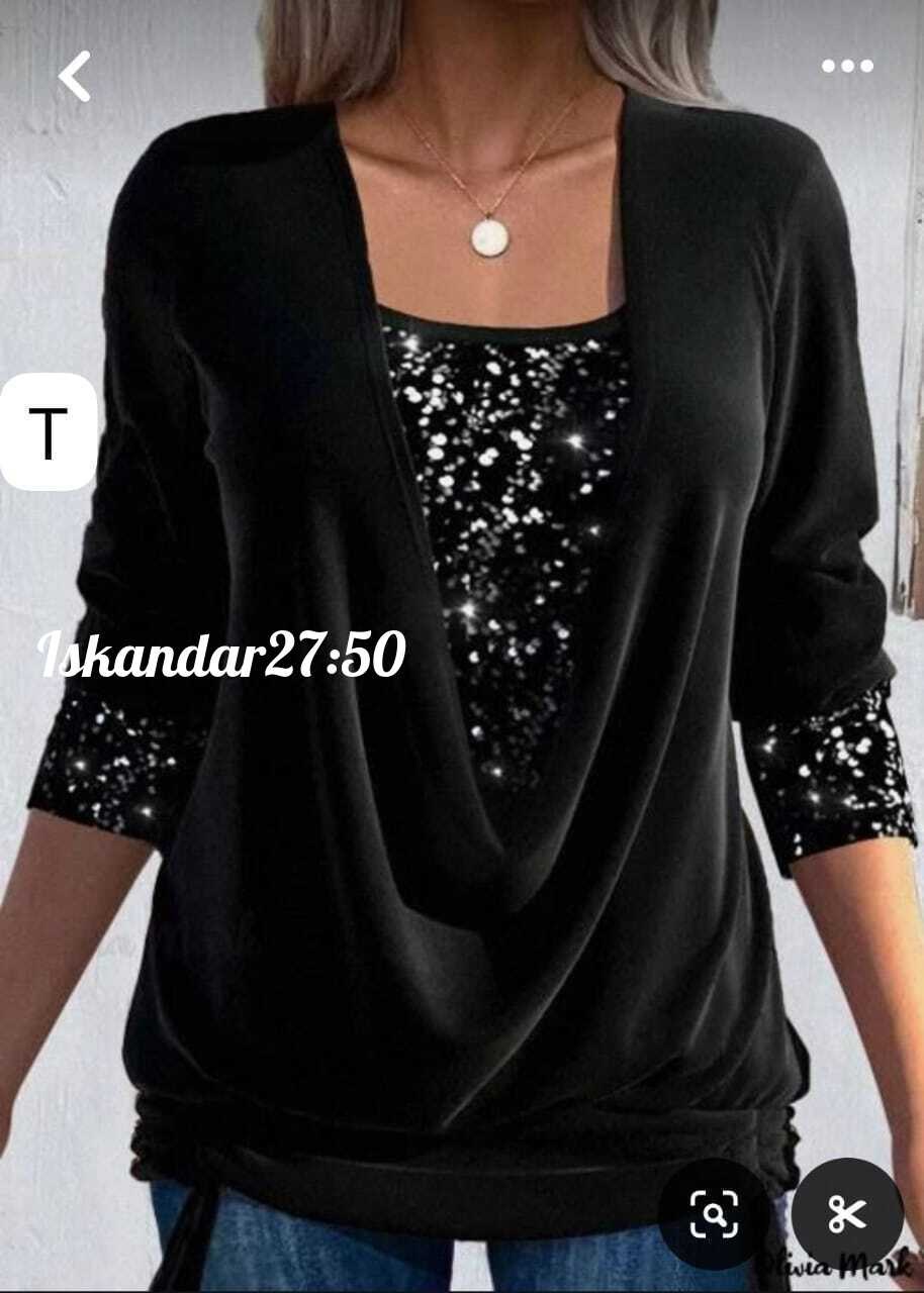 блузка с пайетками,блузка элегантная,блузка с круглым вырезом,женская кофта,модная блузка