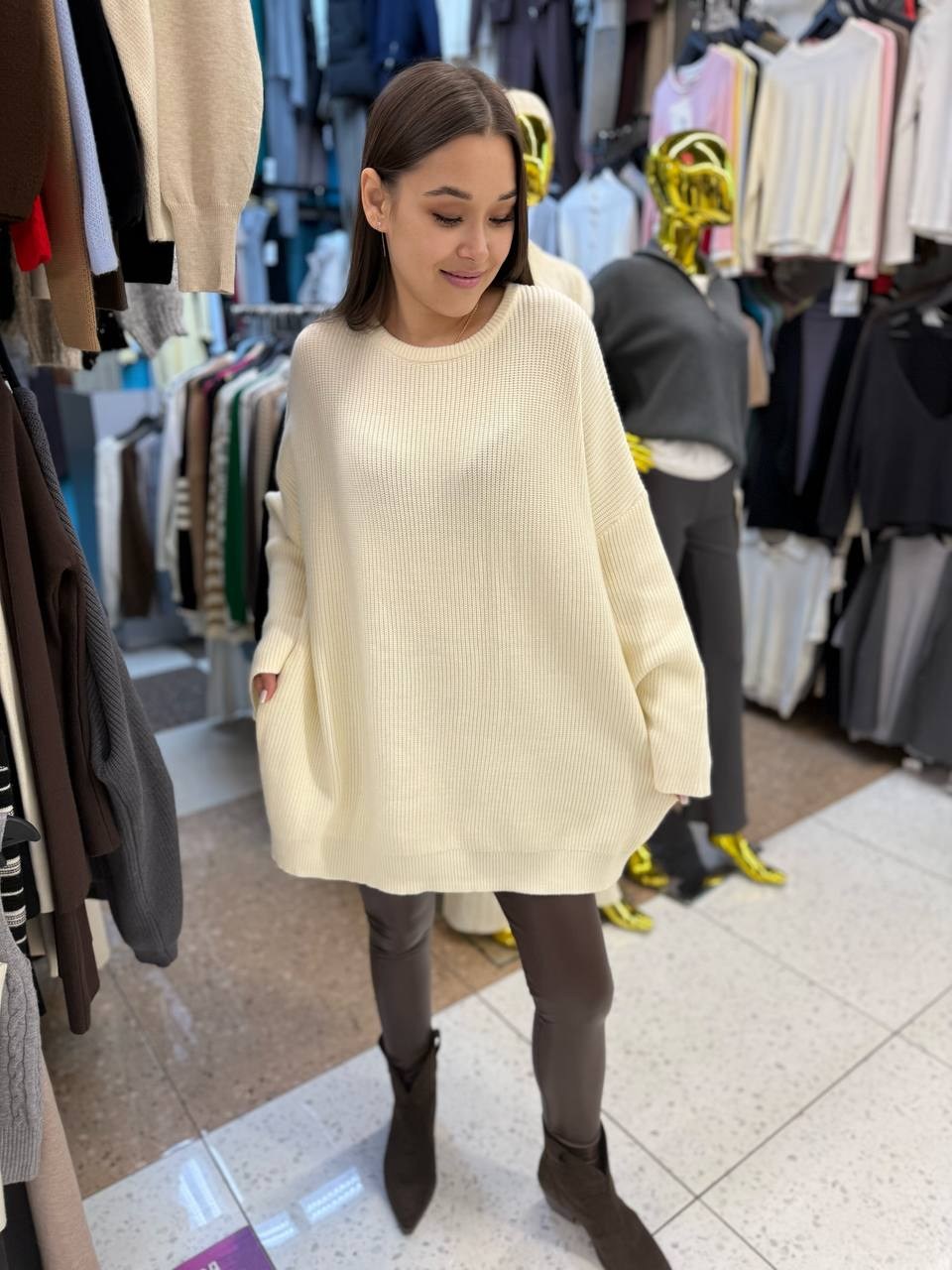 кофта женская,женский свитер,свитер туника,джемпер модный,свитер оверсайз длинный