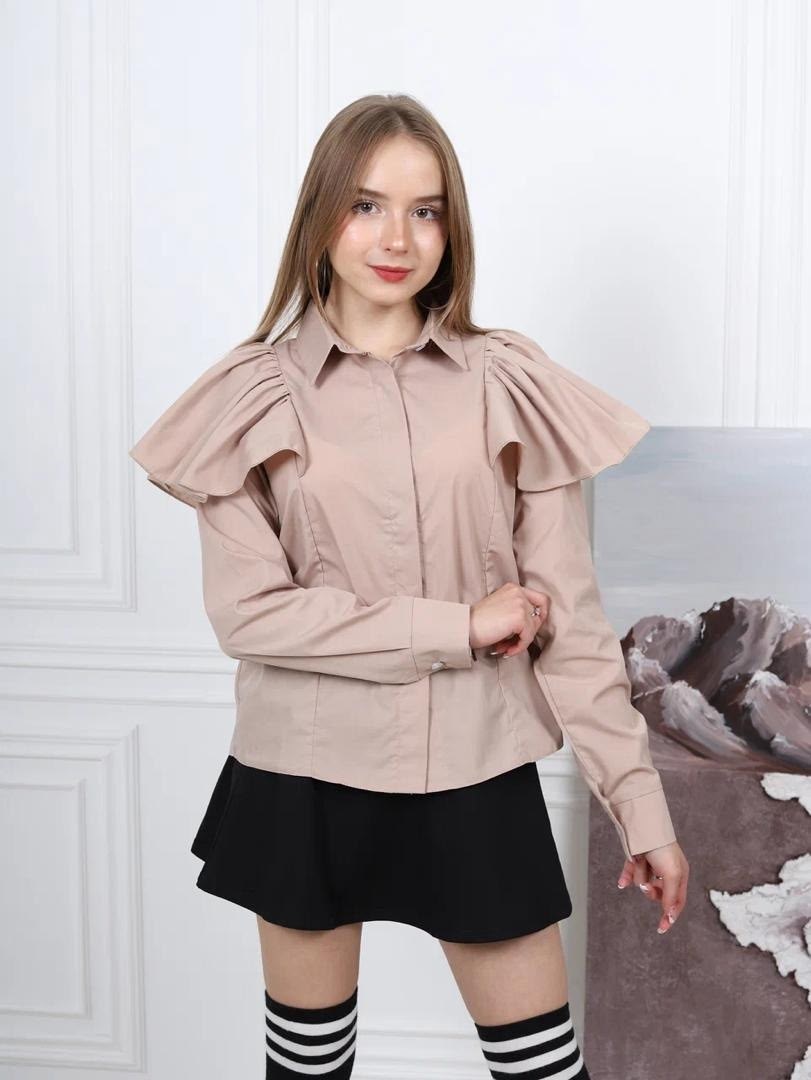 блузка голубая,рубашка женская голубая,блузка женская голубая,блузка с оборками,рубашка женская