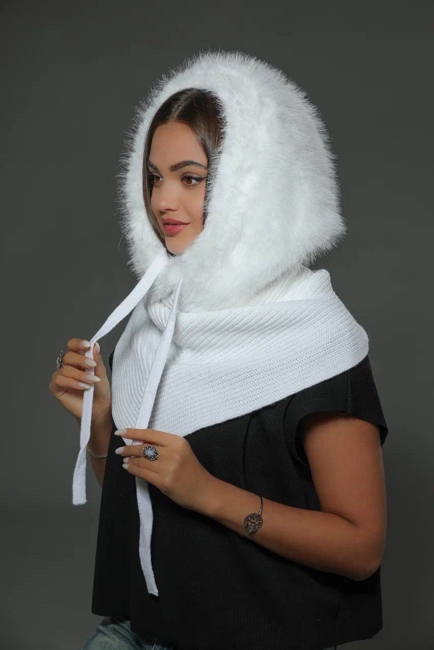 капор женский,капор из ангоры,капор вязаный,капор капюшон,шапка платок