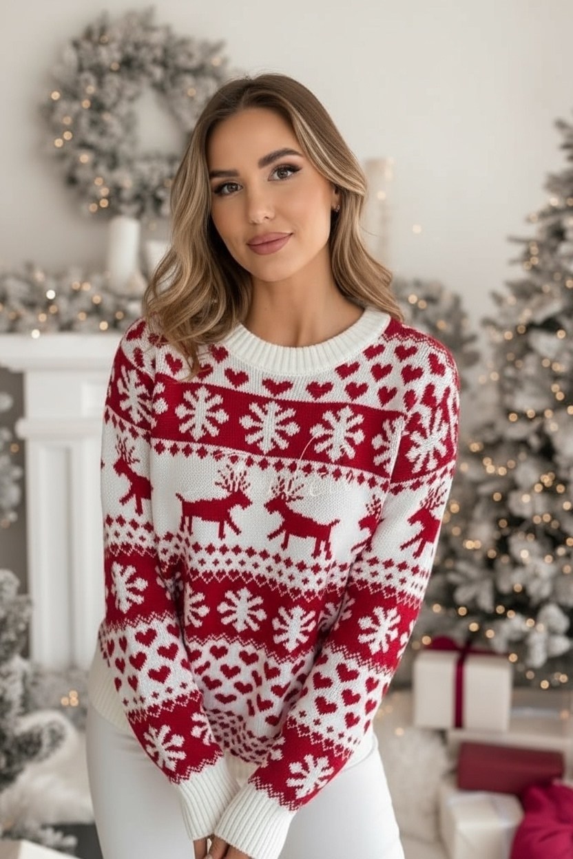 свитер вязаный новогодний с оленями,свитера с оленями,свитер женский новогодний,рождественские свитера,свитер новогодний с оленями кофта новый год 2025