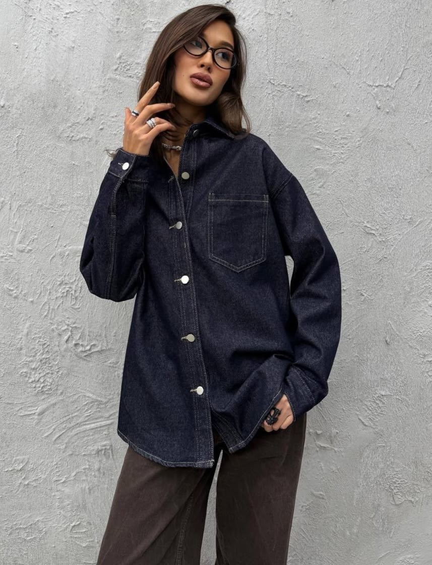рубашка джинсовая женская,черная джинсовая рубашка женская оверсайз,джинсовая рубашка,рубашка женская,рубашка