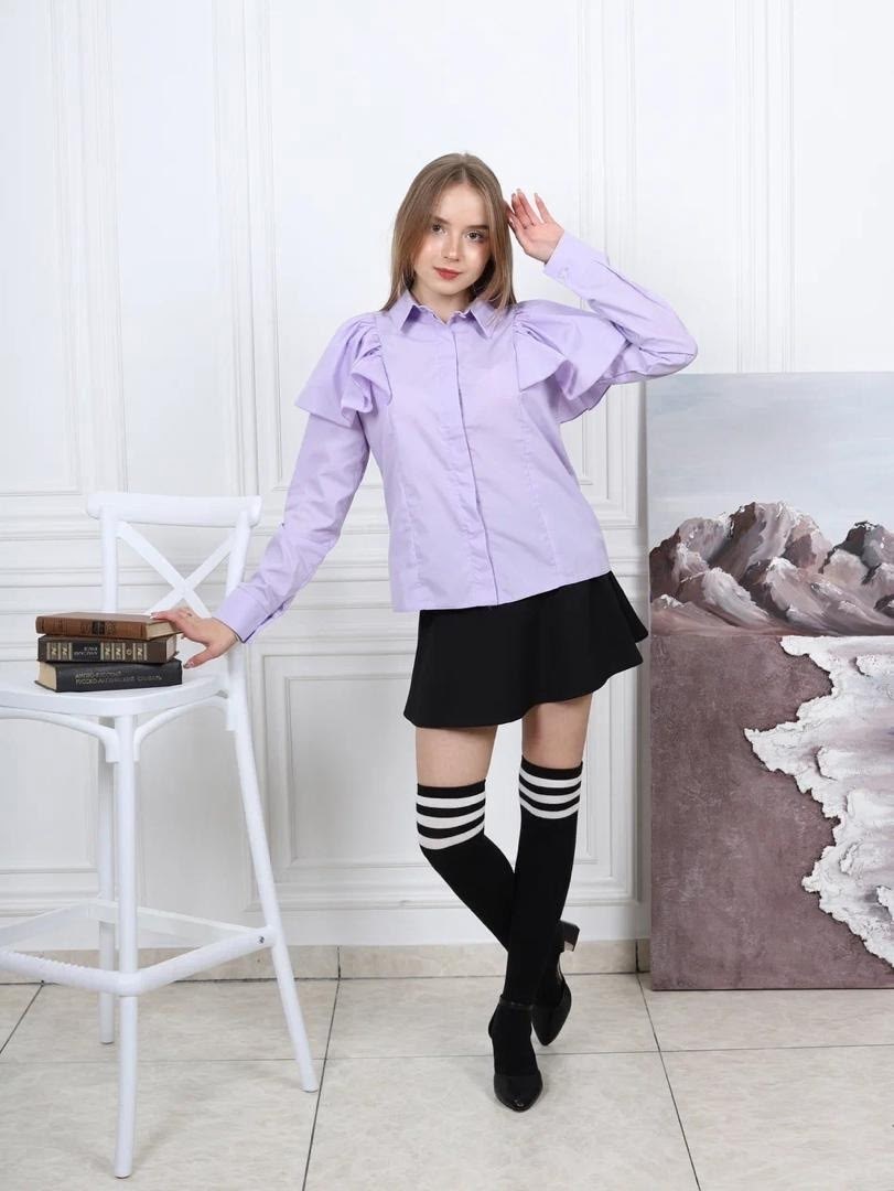 блузка голубая,рубашка женская голубая,блузка женская голубая,блузка с оборками,рубашка женская