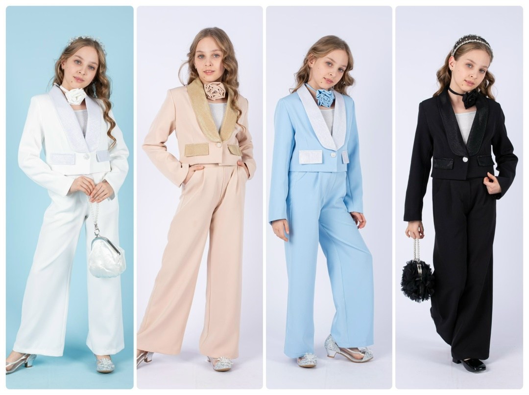 костюм брючный для девочки,белый брючный костюм,белые костюмы,стильные костюмы,детский брючный костюм