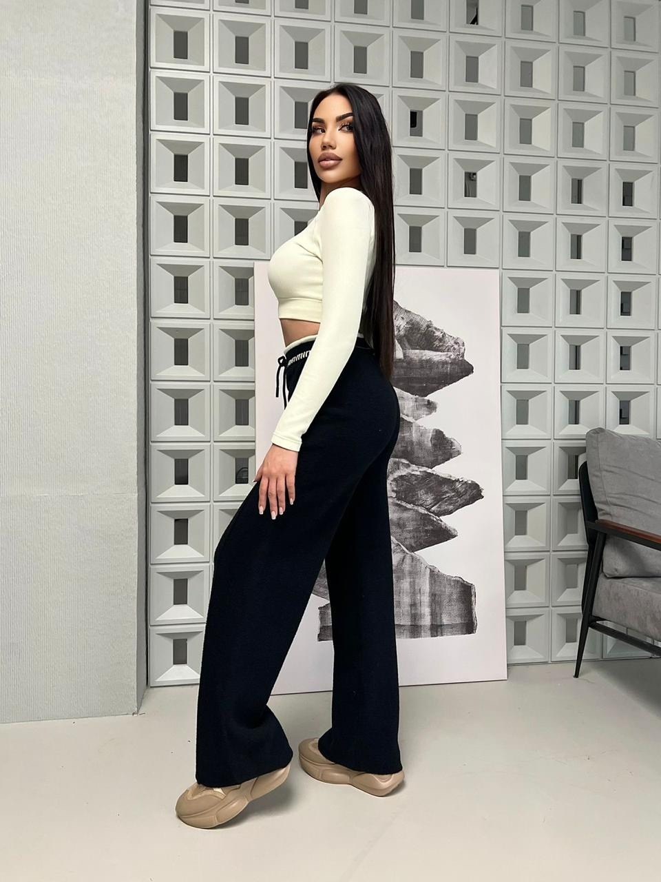 вязаные брюки,брюки трикотажные палаццо,брюки трикотажные,костюм бежевый,брюки комплект
