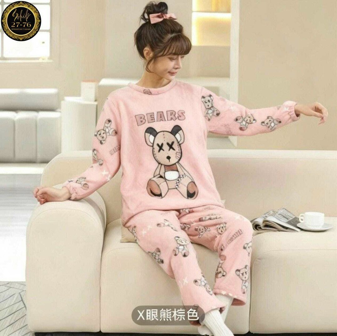 пижама женская со штанами теплая домашняя плюшевая,плюшевая пижама,махровая пижама,костюм теплый женский домашний пижама плюшевая,пижама плюшевая теплая со штанами