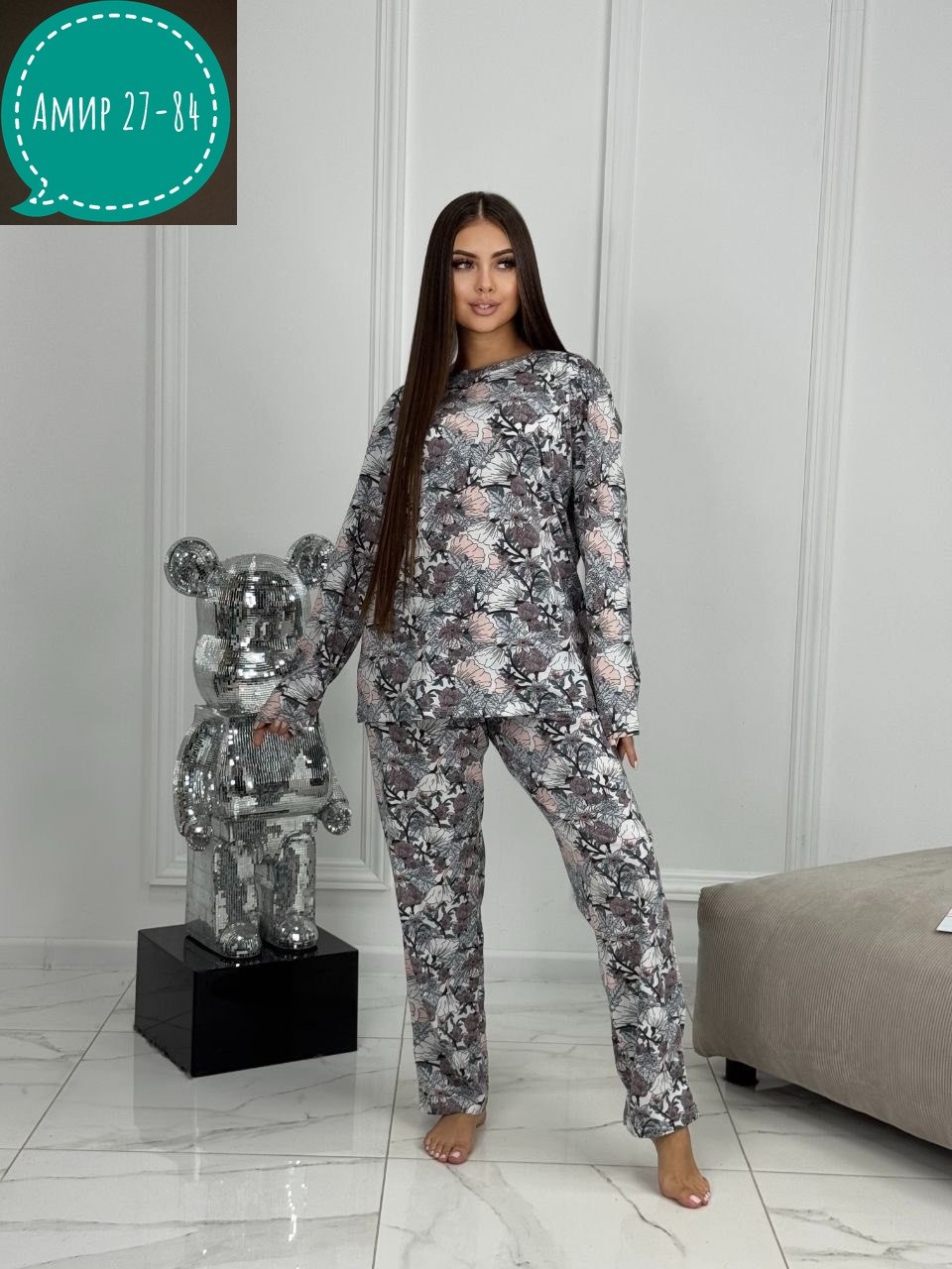 пижамы женски,пижама серая,пижама теплая,пижама с штанами,пижама жeнская со штанами