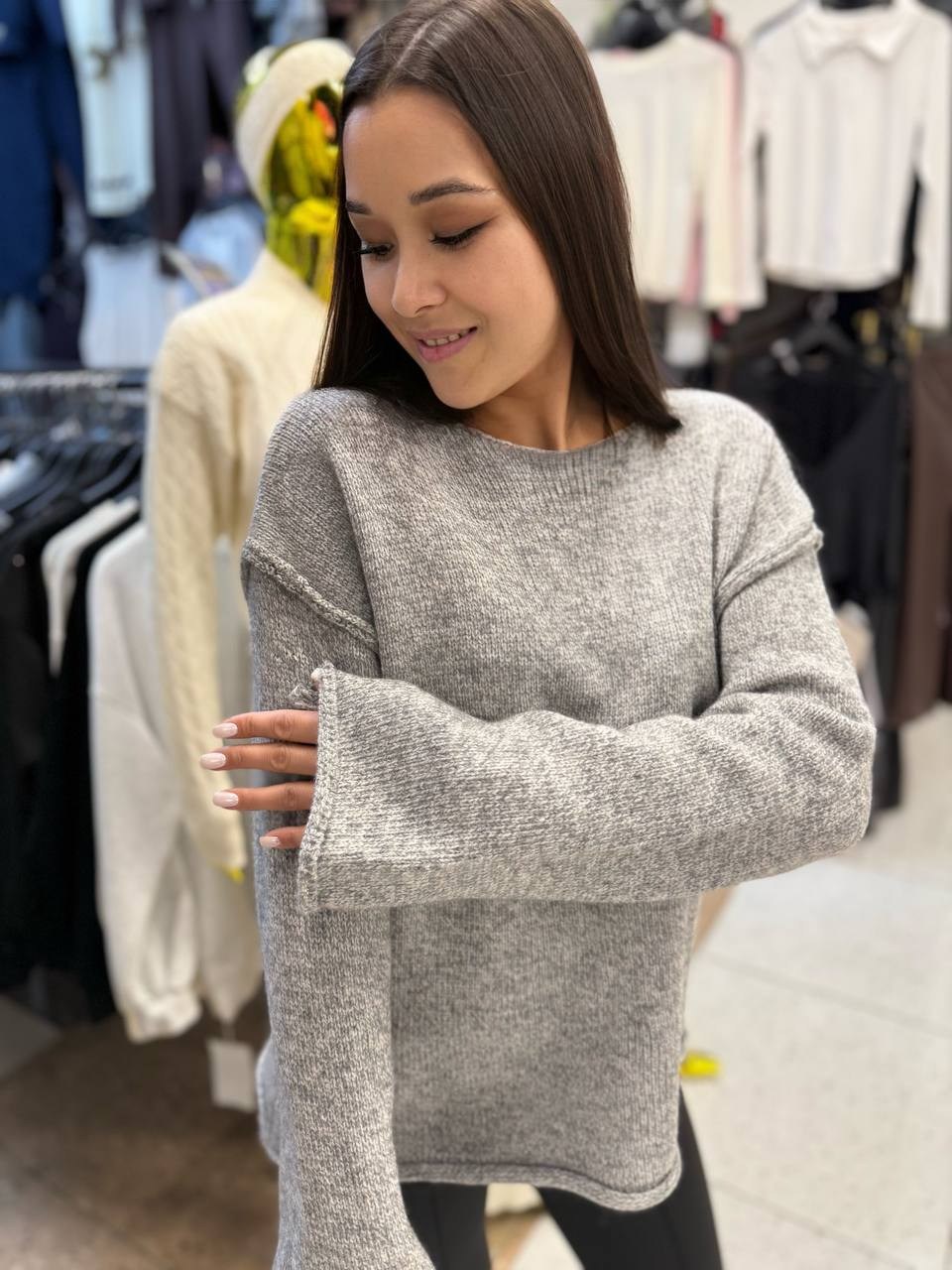 серый джемпер,вязаные свитера женские,джемпер женская кофта свитер оверсайз,кофта женская,свитер вязаный