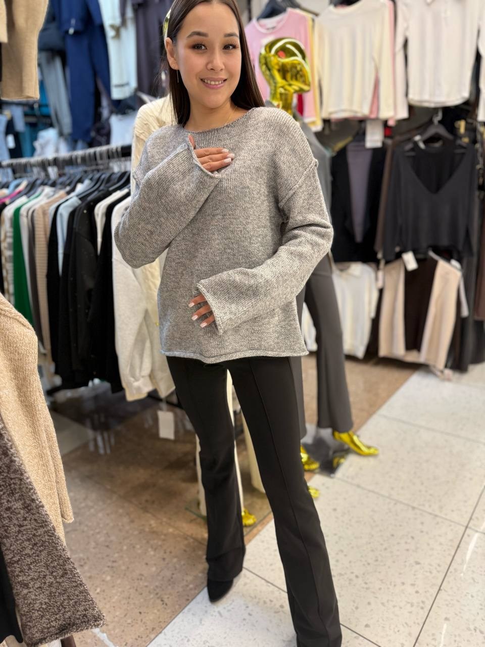 серый джемпер,вязаные свитера женские,джемпер женская кофта свитер оверсайз,кофта женская,свитер вязаный
