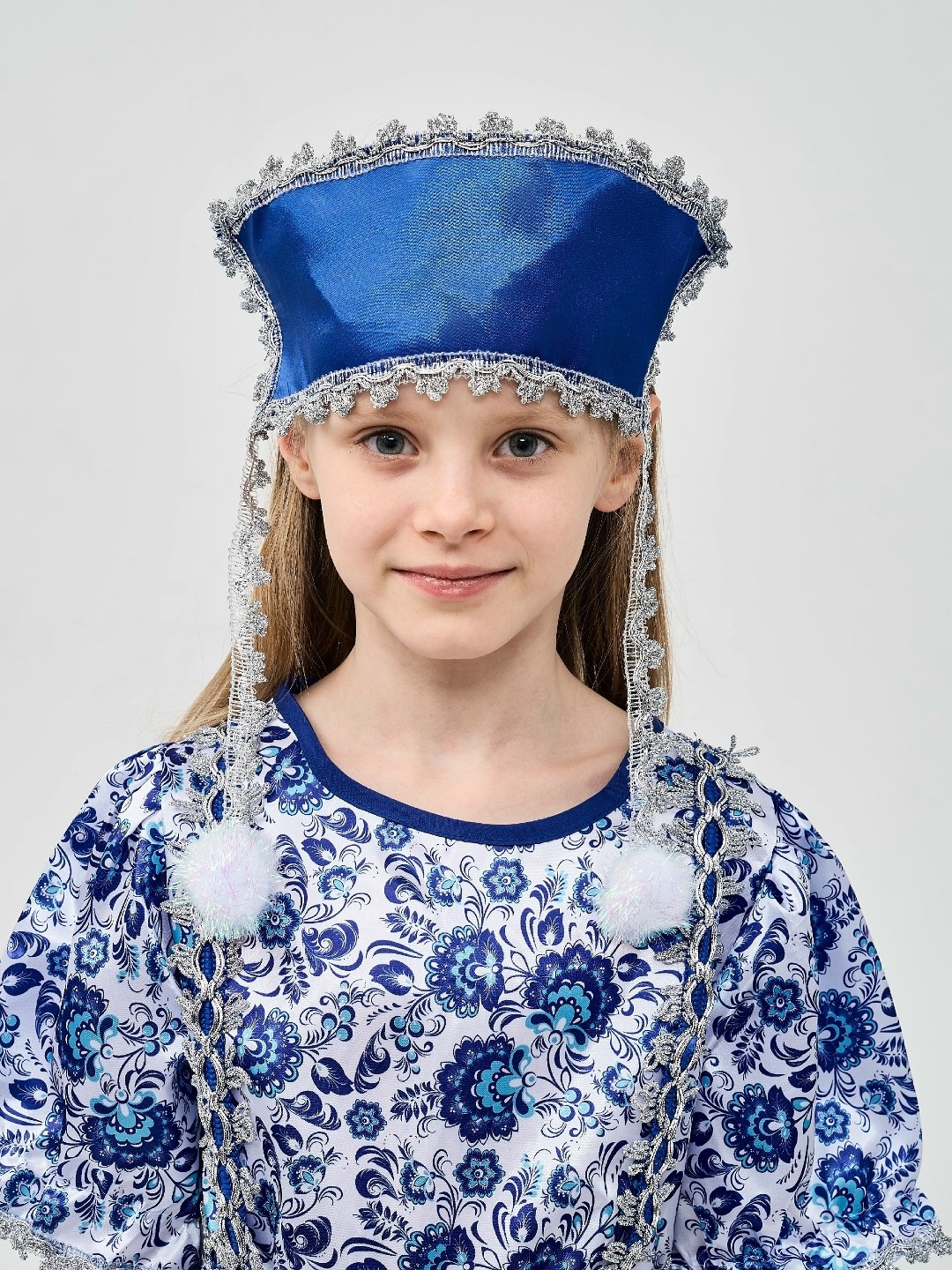 костюм гжель для девочки,снегурочка гжель батик костюм,костюмы снегурочки,костюм гжель,костюм русский народный для девочки