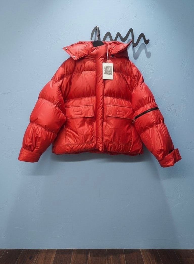 модная оранжевая куртка,оранжевый пуховик,куртка оверсайз,модная куртка,пуховик модный