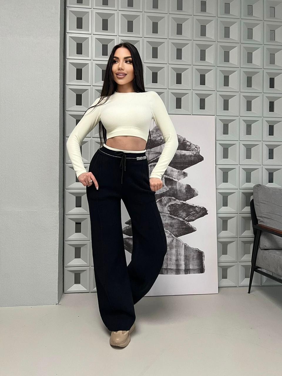 вязаные брюки,брюки трикотажные палаццо,брюки трикотажные,костюм бежевый,брюки комплект