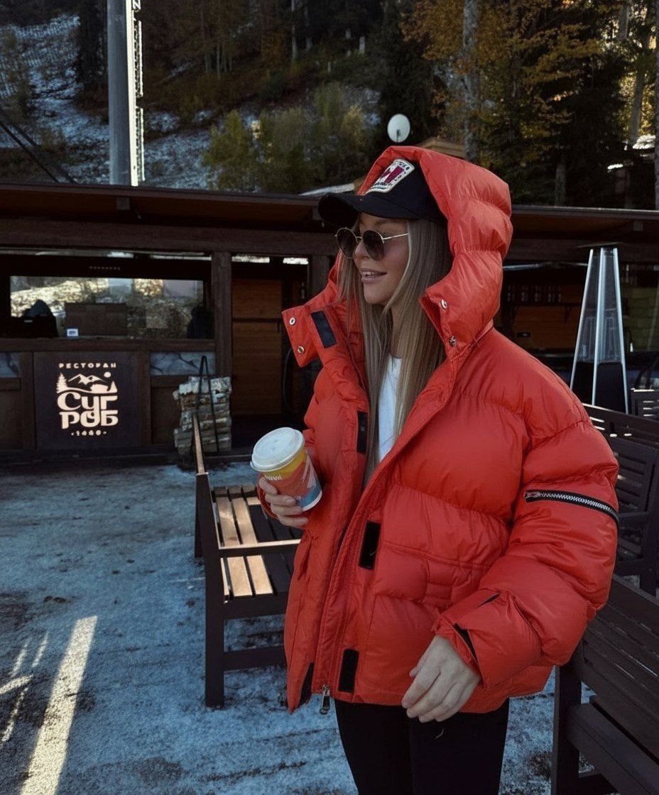 модная куртка,зимние куртки,теплая куртка,модная оранжевая куртка,оранжевый пуховик