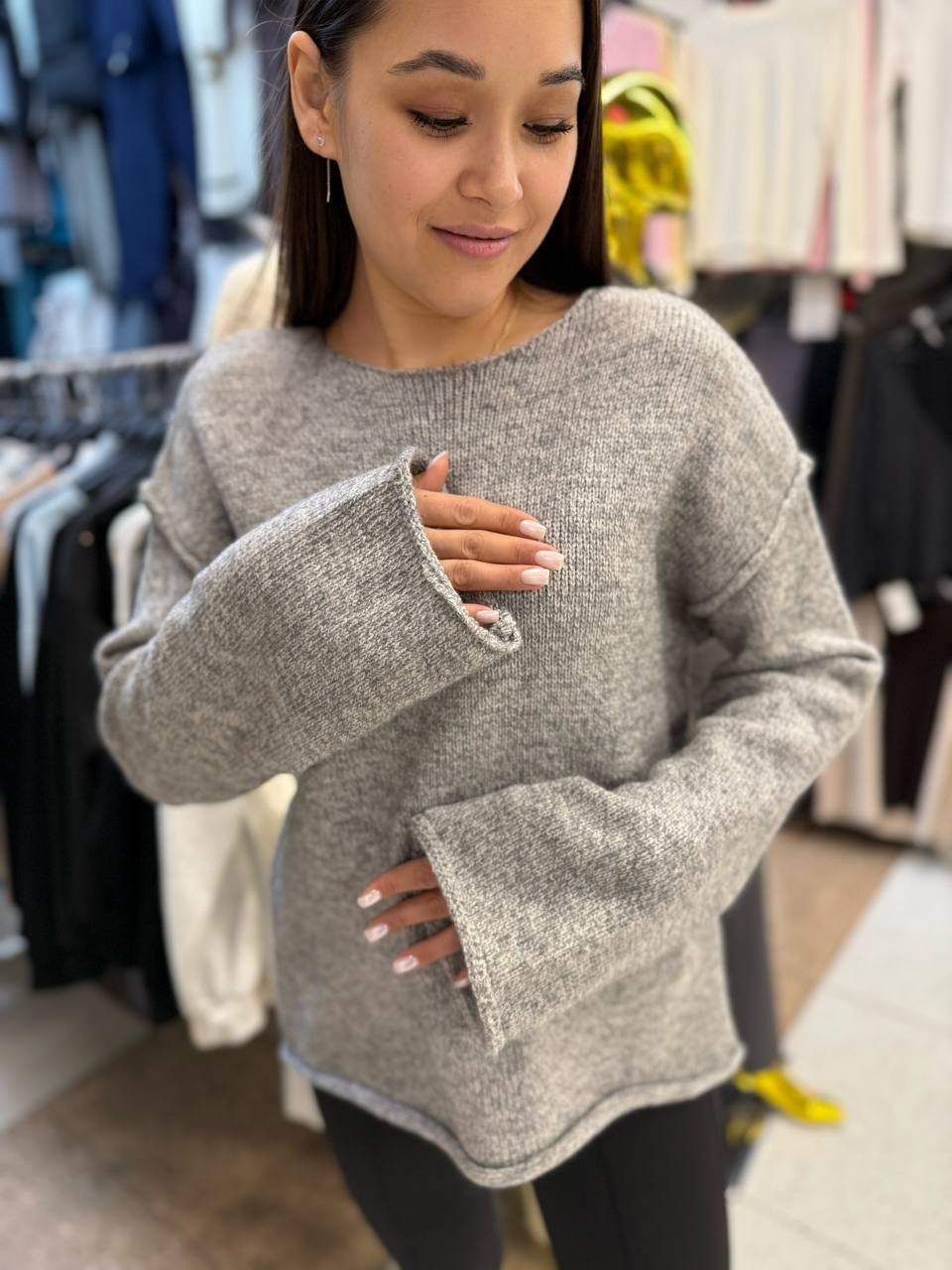 серый джемпер,вязаные свитера женские,джемпер женская кофта свитер оверсайз,кофта женская,свитер вязаный