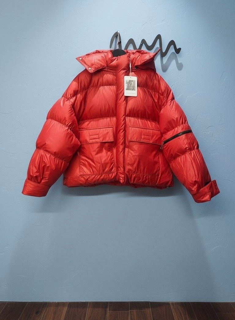 модная оранжевая куртка,оранжевый пуховик,куртка оверсайз,модная куртка,пуховик модный