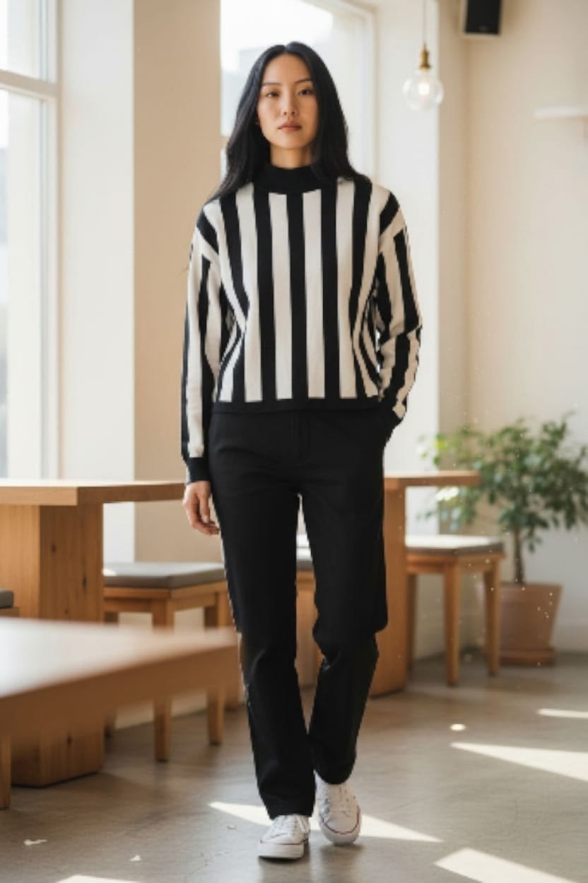 свитер в полоску,серый свитер,свитер с высоким воротом,женский свитер,джемпер