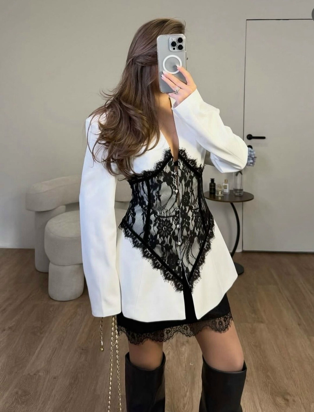 модные костюмы,жакет с кружевом,модное платье,платье и жакет