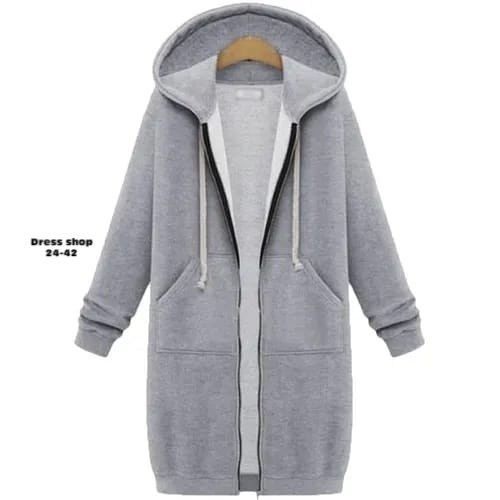 удлиненная толстовка с капюшоном женская на молнии,длинная толстовка с капюшоном,длинная кофта с капюшоном женская на молнии,длинная кофта с капюшоном,пальто с капюшоном серое sella