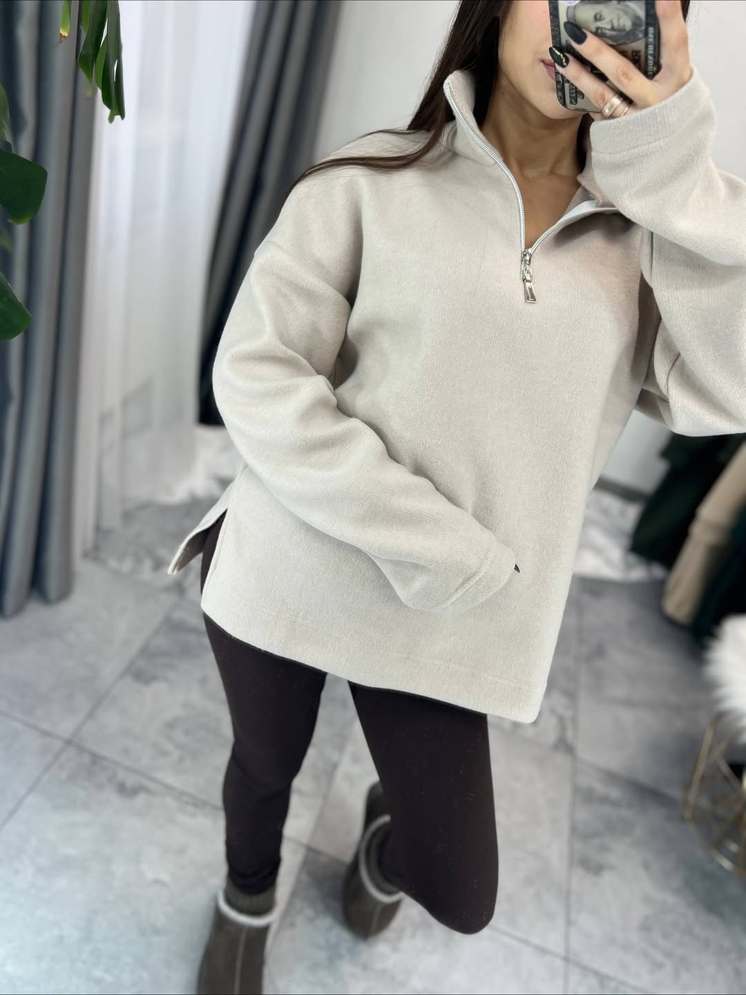 бежевый свитшот,толстовка женская,свитшот женская,джемпер женский оверсайз,кофта с замком