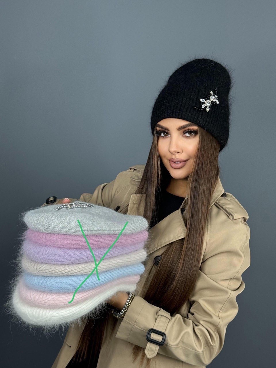 женская шапка ангора,шапка ангора,стильная шапка,шапка женская бини,женская вязанная шапка