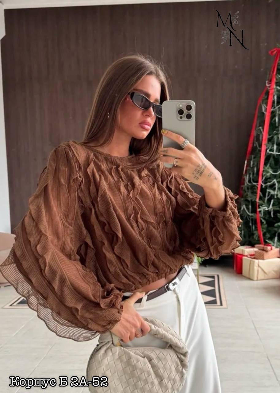 блузка с оборками,блузка элегантная,шифоновая блузка,женская блуза,повседневная блузка