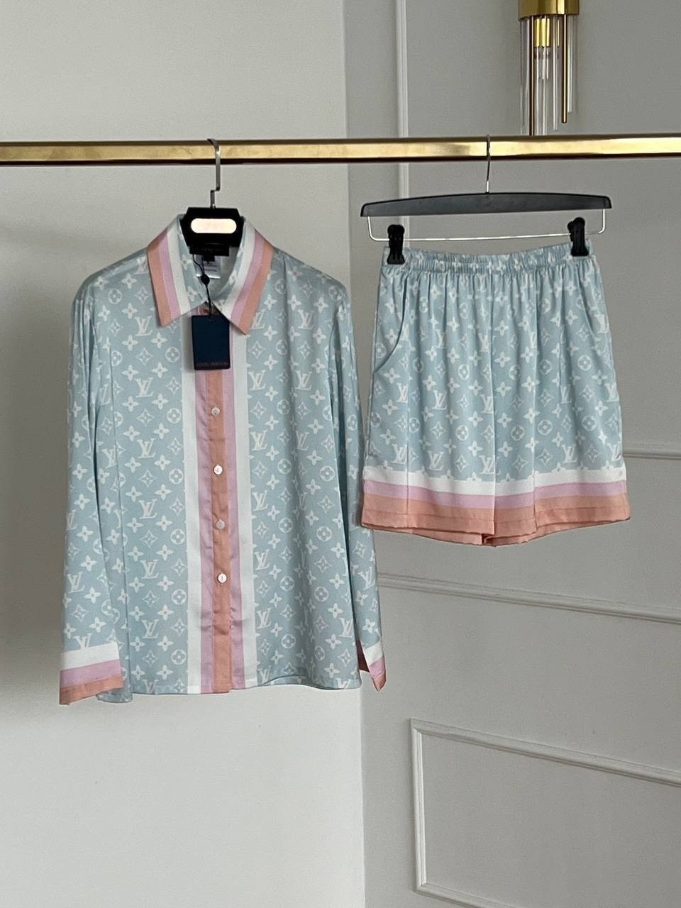 костюм луи виттон женский,пижама луи виттон,женский пижамный комплект,луи виттон костюм женский шелковый,пижамы женски