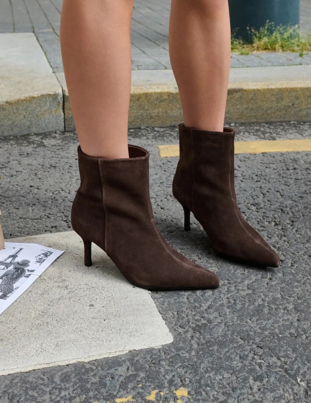 ботильоны женские,ботильоны замшевые,коричневые ботильоны,ботильоны модные,замшевые женские ботильоны с острым носком на