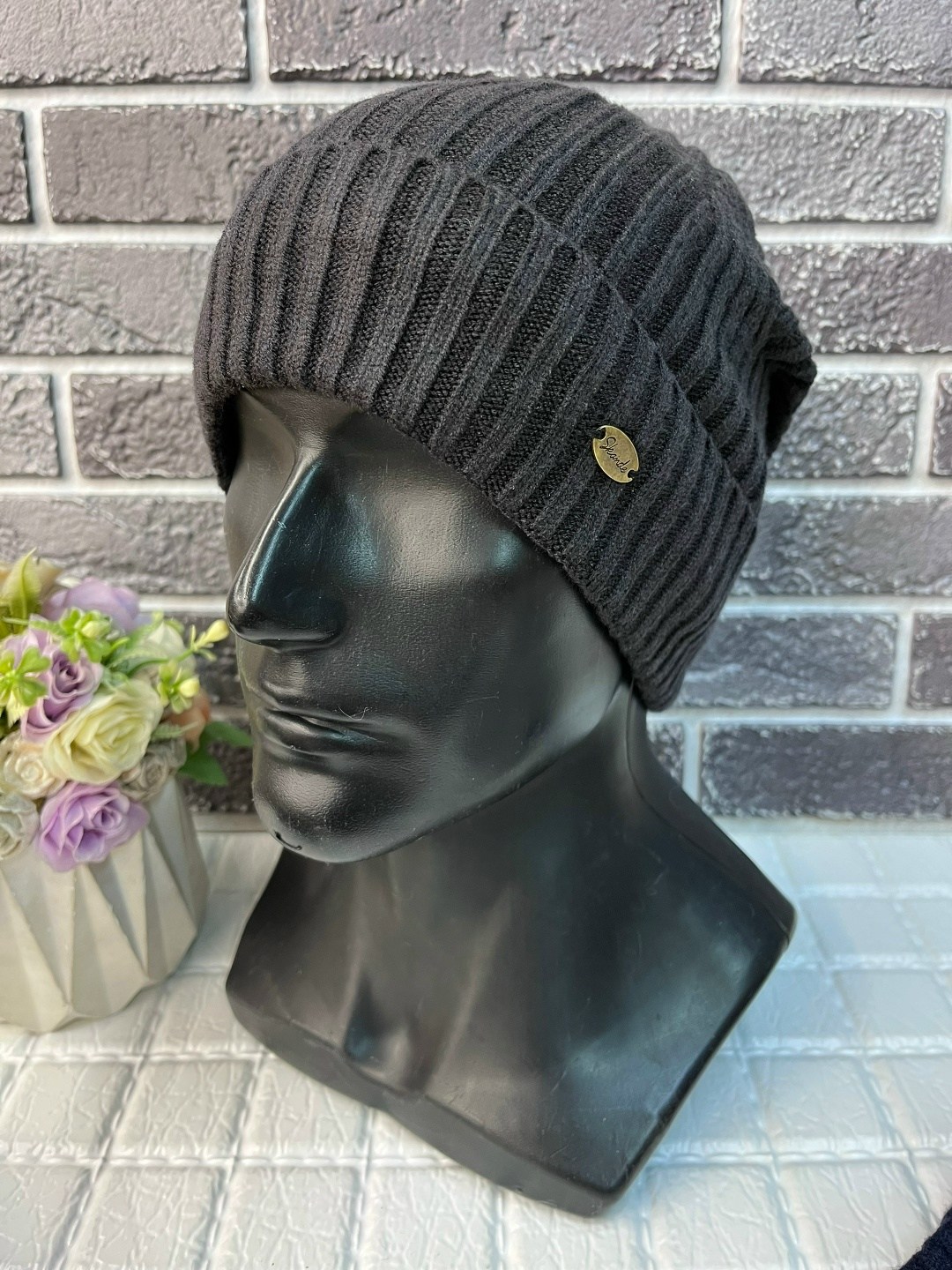 шапка зимняя мужская,шапка мужская,шапка мужская с отворотом,зимние шапки,мужская вязаная шапка