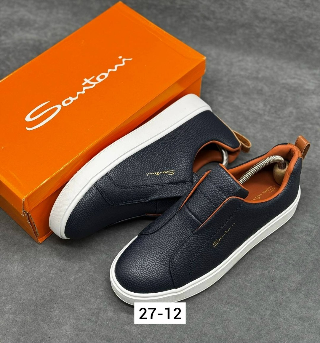 ,слипоны мужские,слипоны santoni, мужская,кеды мужские кожаные