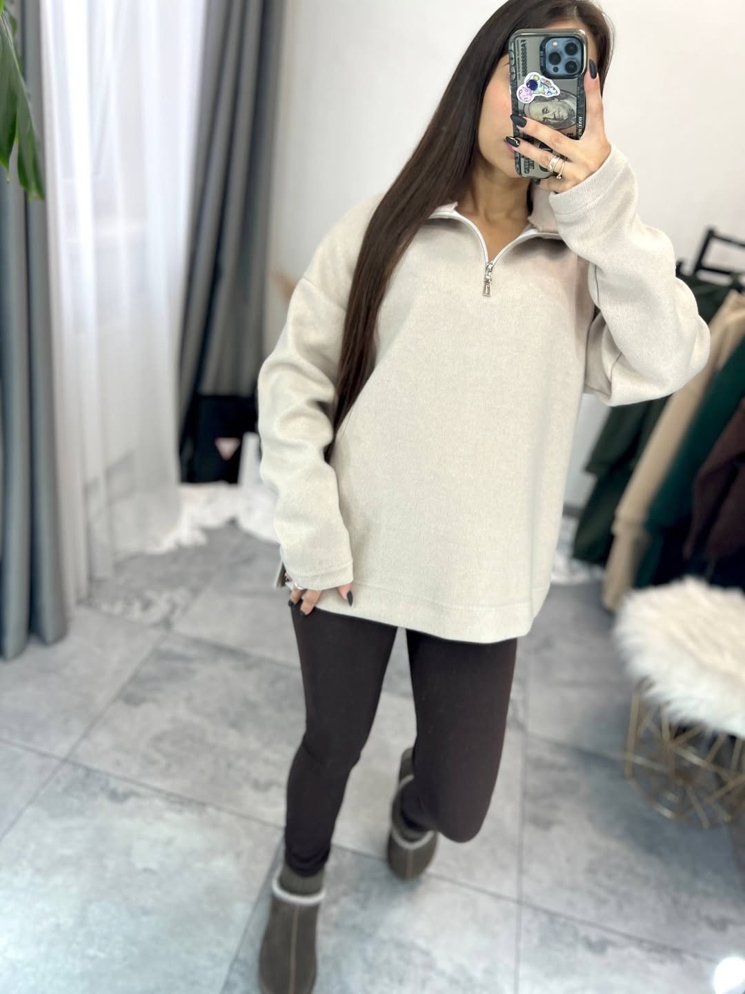 бежевый свитшот,толстовка женская,свитшот женская,джемпер женский оверсайз,кофта с замком