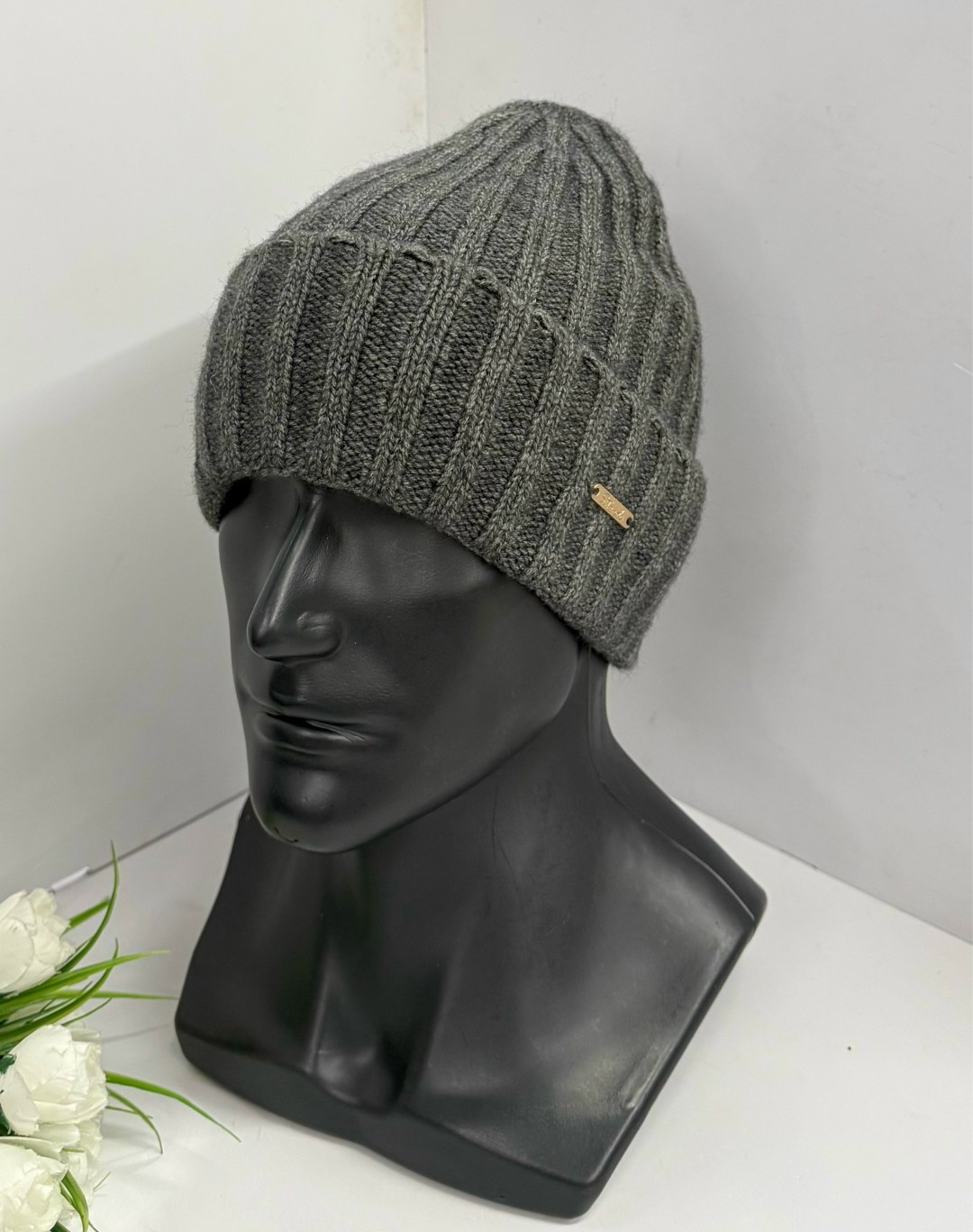 шапка мужская,вязаная мужская шапка,шапка мужская зимняя,шапка мужская с отворотом,шапка мужская классическая