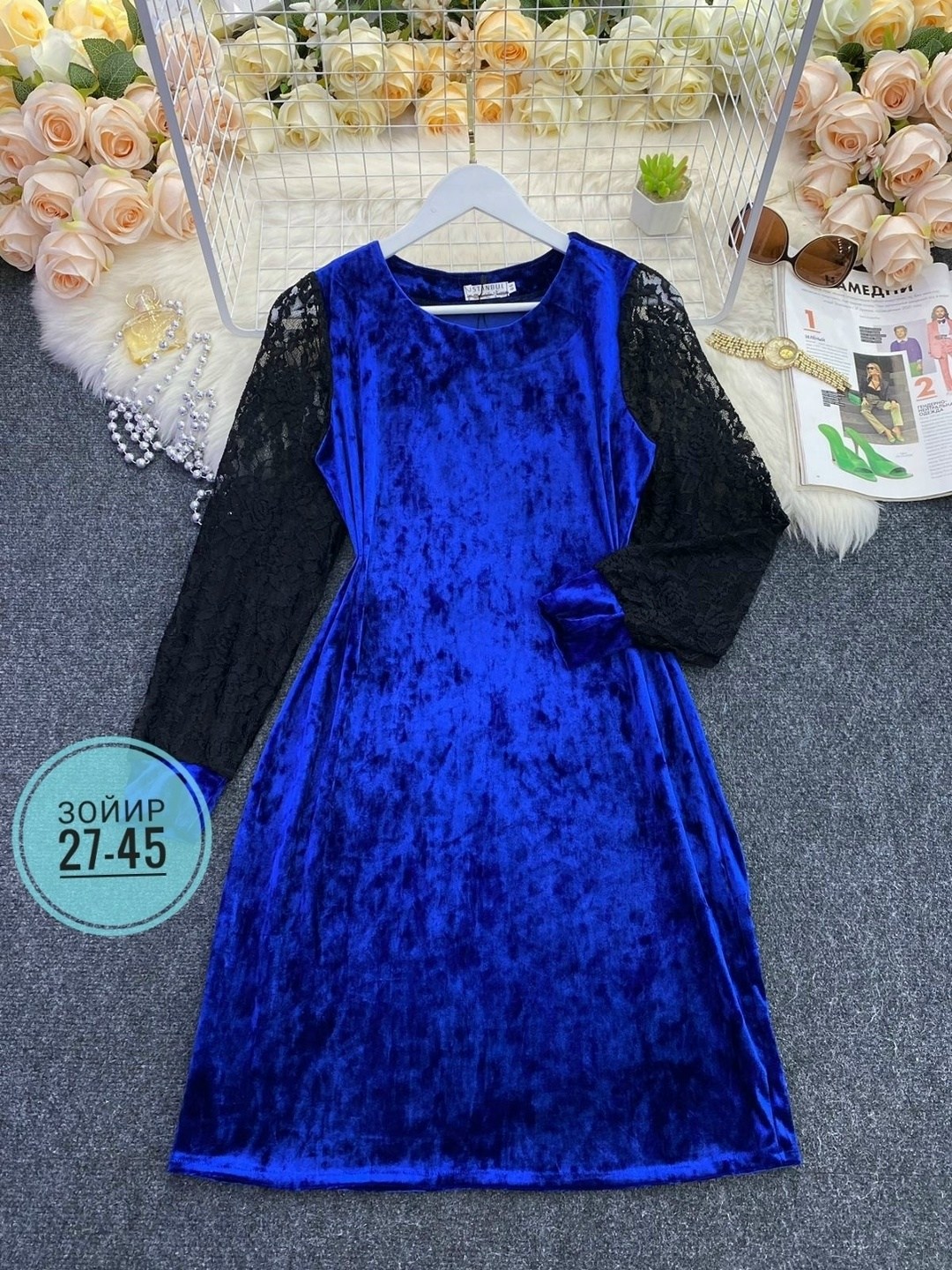 платье из велюра для полных,бархатное платье,синее бархатное платье с кружевом,платье из бархата,платье с гипюром