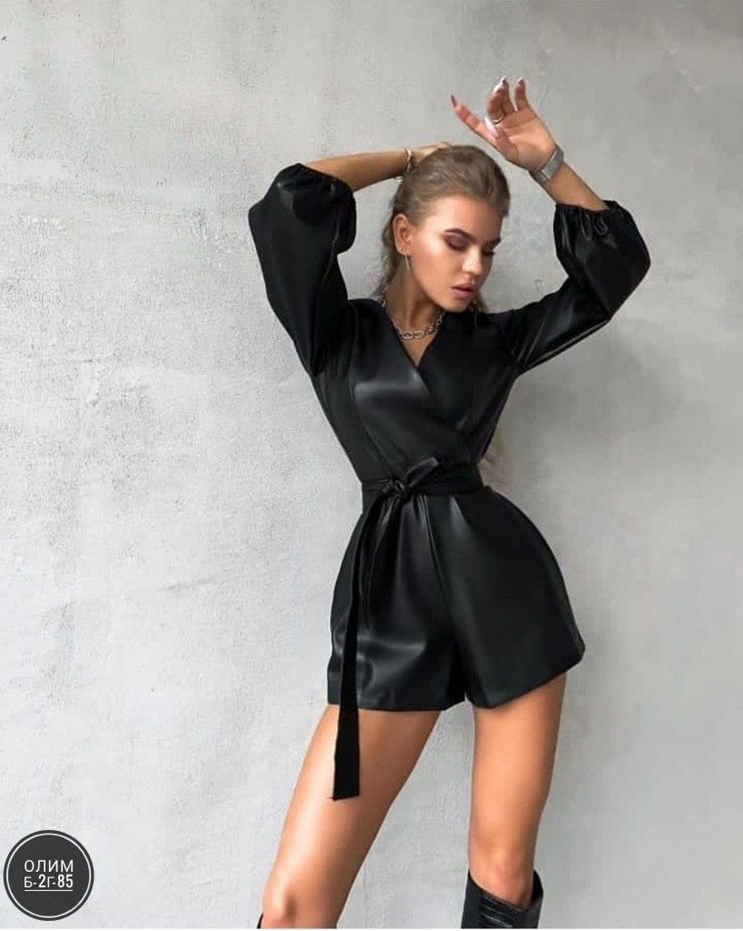 комбинезон из экокожи,комбинезон кожаный,кожаный комбинезон женский,комбинезон с поясом,женские комбинезоны